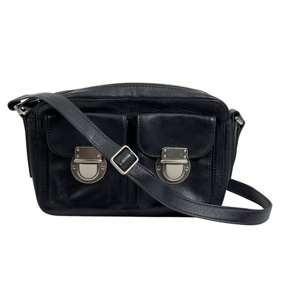Fossil Riley Black Leather Top Zip Camera Adjustable Crossbody Shoulder Bag - Picture 1 of 14